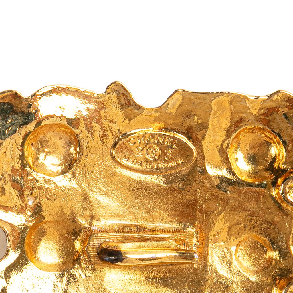 Chanel Wide Gold Plated Square Hammered Chain Belt - 2