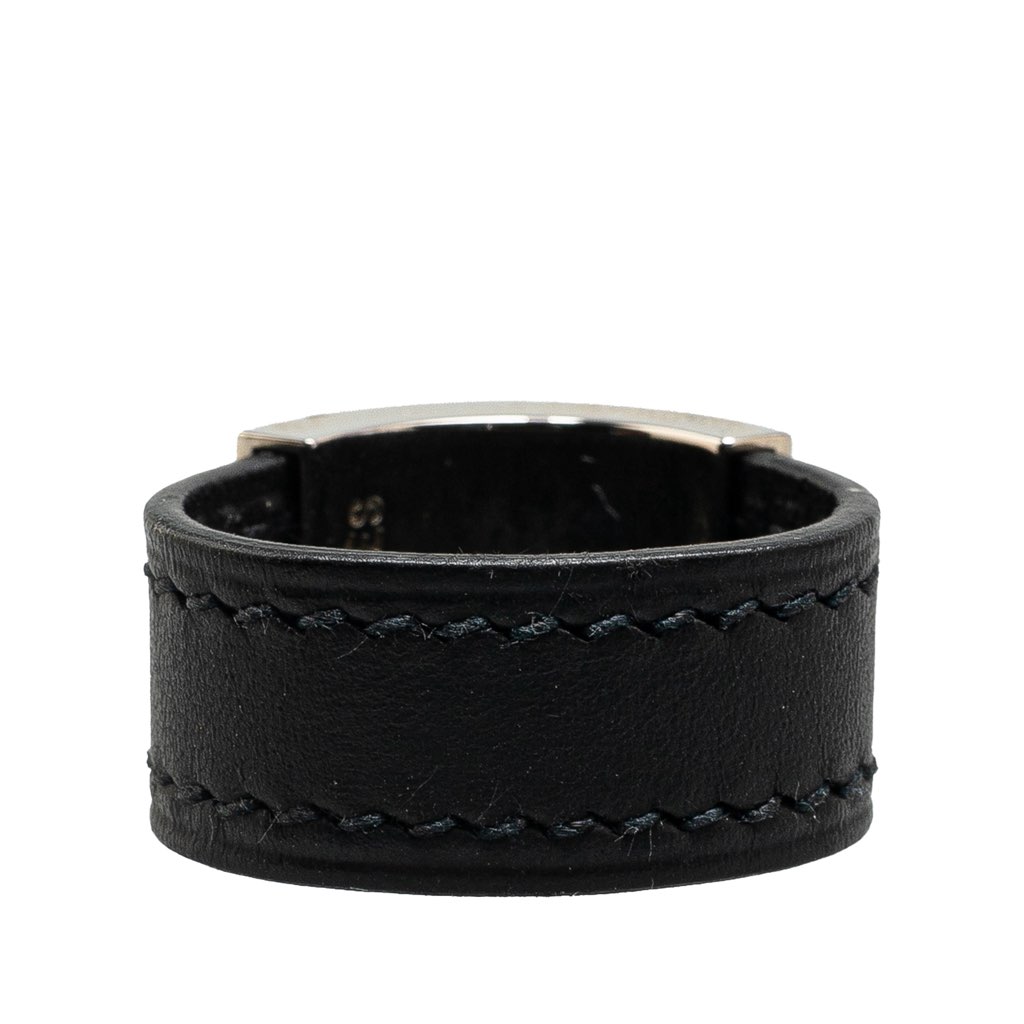 Hermès Leather and Palladium Plated Collier de Chien Ring - 3