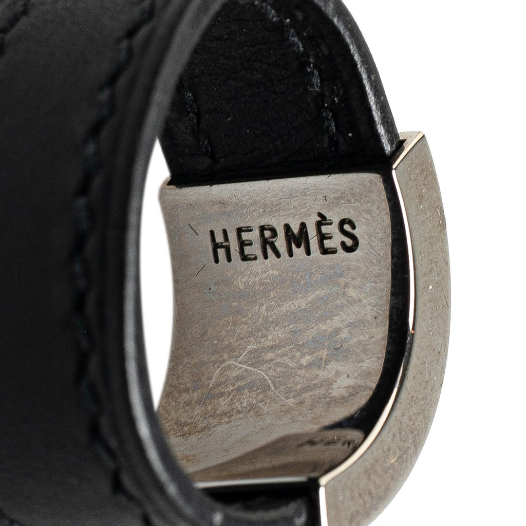 Hermès Leather and Palladium Plated Collier de Chien Ring - 4