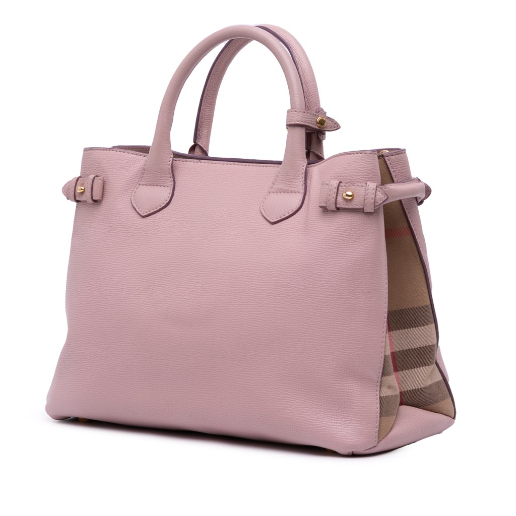 Burberry Medium Leather and House Check Banner Satchel - Back view