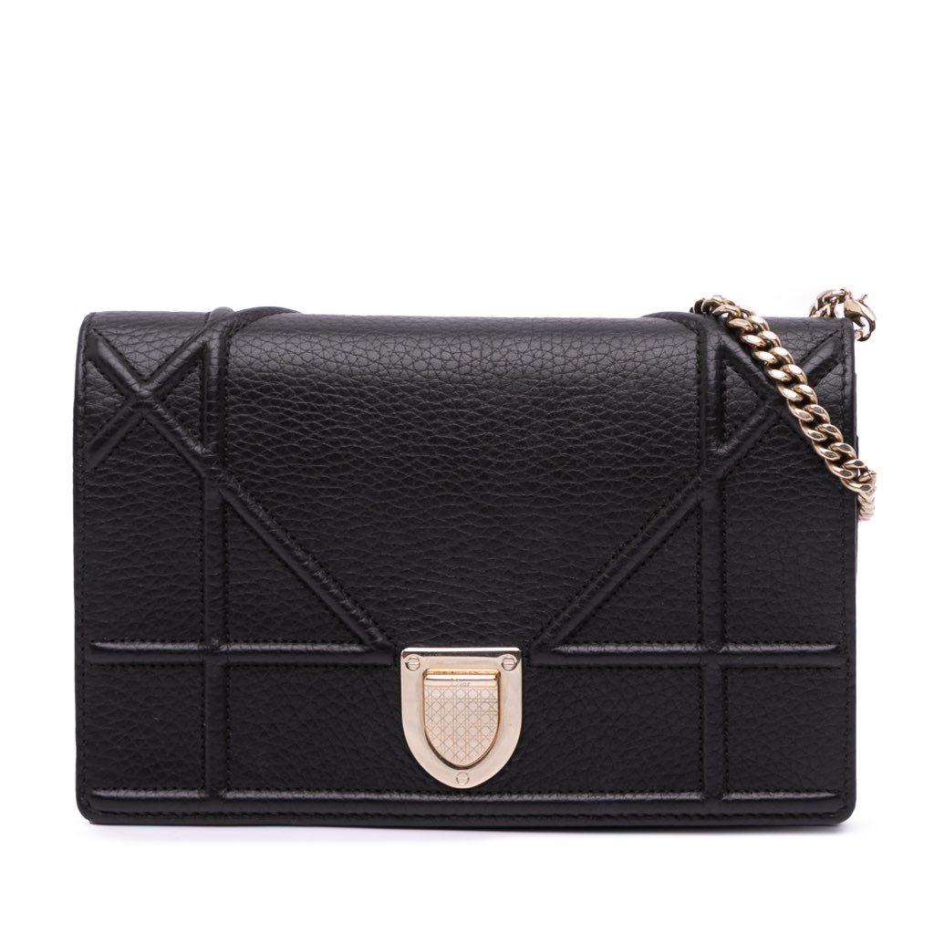 Dior Grained Calfskin Diorama Wallet on Chain