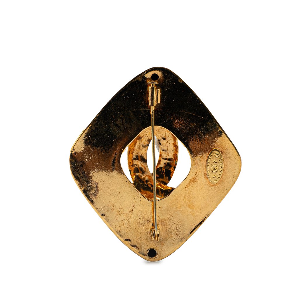 Chanel Gold Plated CC Rhombus Brooch - 2