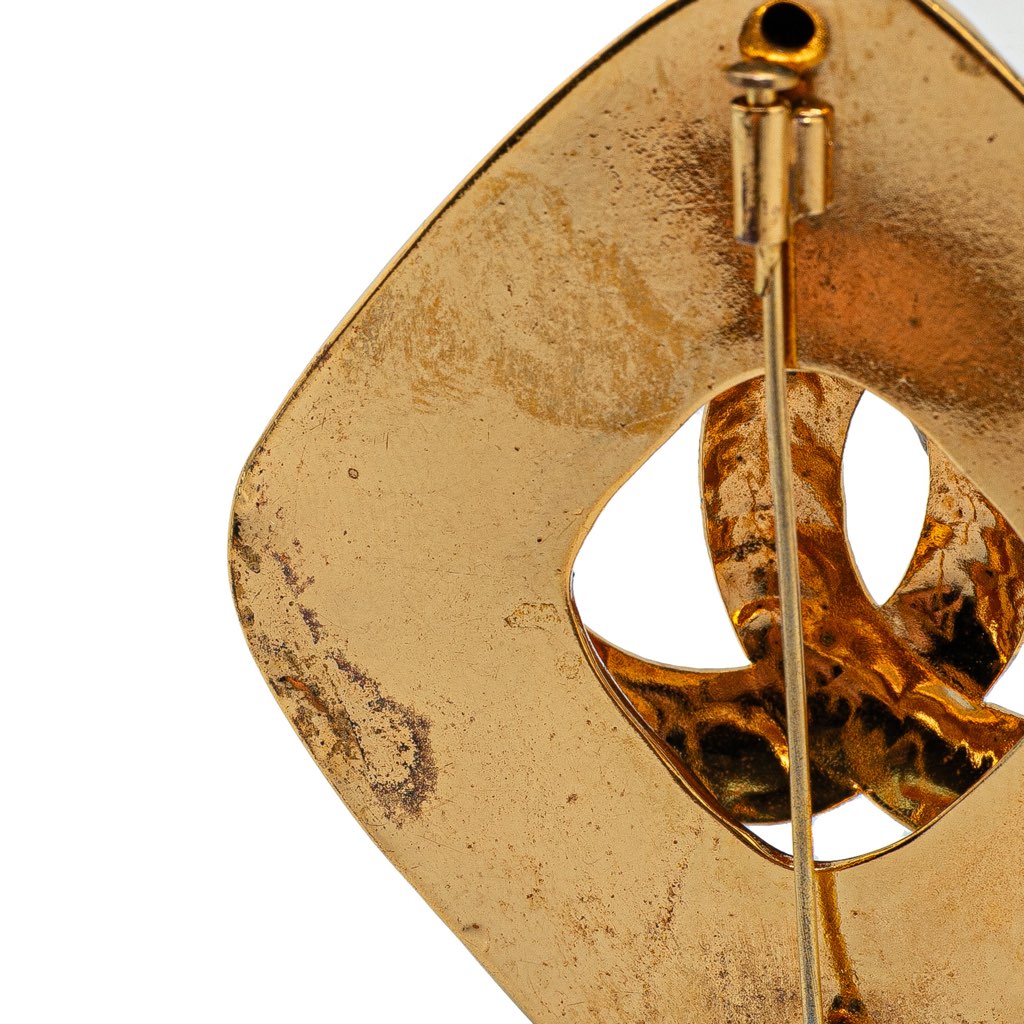 Chanel Gold Plated CC Rhombus Brooch - 3