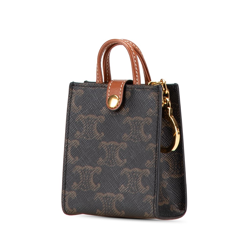 Celine Micro Triomphe Coated Canvas Vertical Cabas Bag Charm - Back view