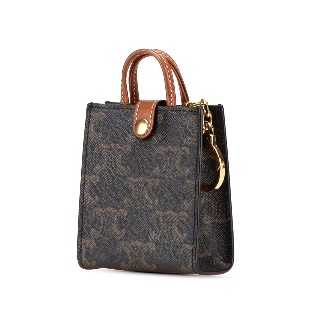 Celine Micro Triomphe Coated Canvas Vertical Cabas Bag Charm Brown Canvas Very good - Back View