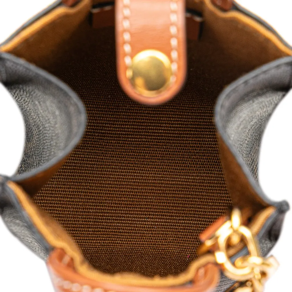 Celine Micro Triomphe Coated Canvas Vertical Cabas Bag Charm Brown Canvas Very good - Model View