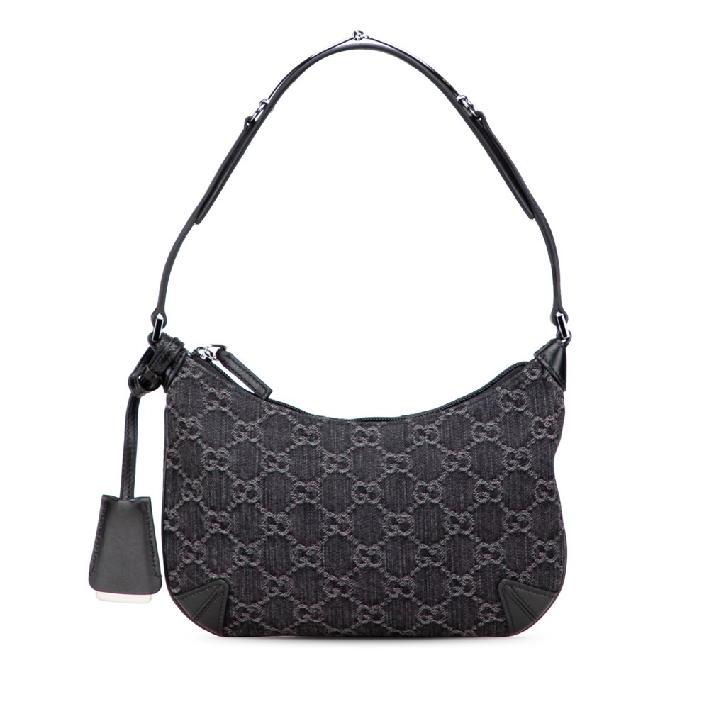 Gucci Small GG Denim Horsebit Slim Hobo