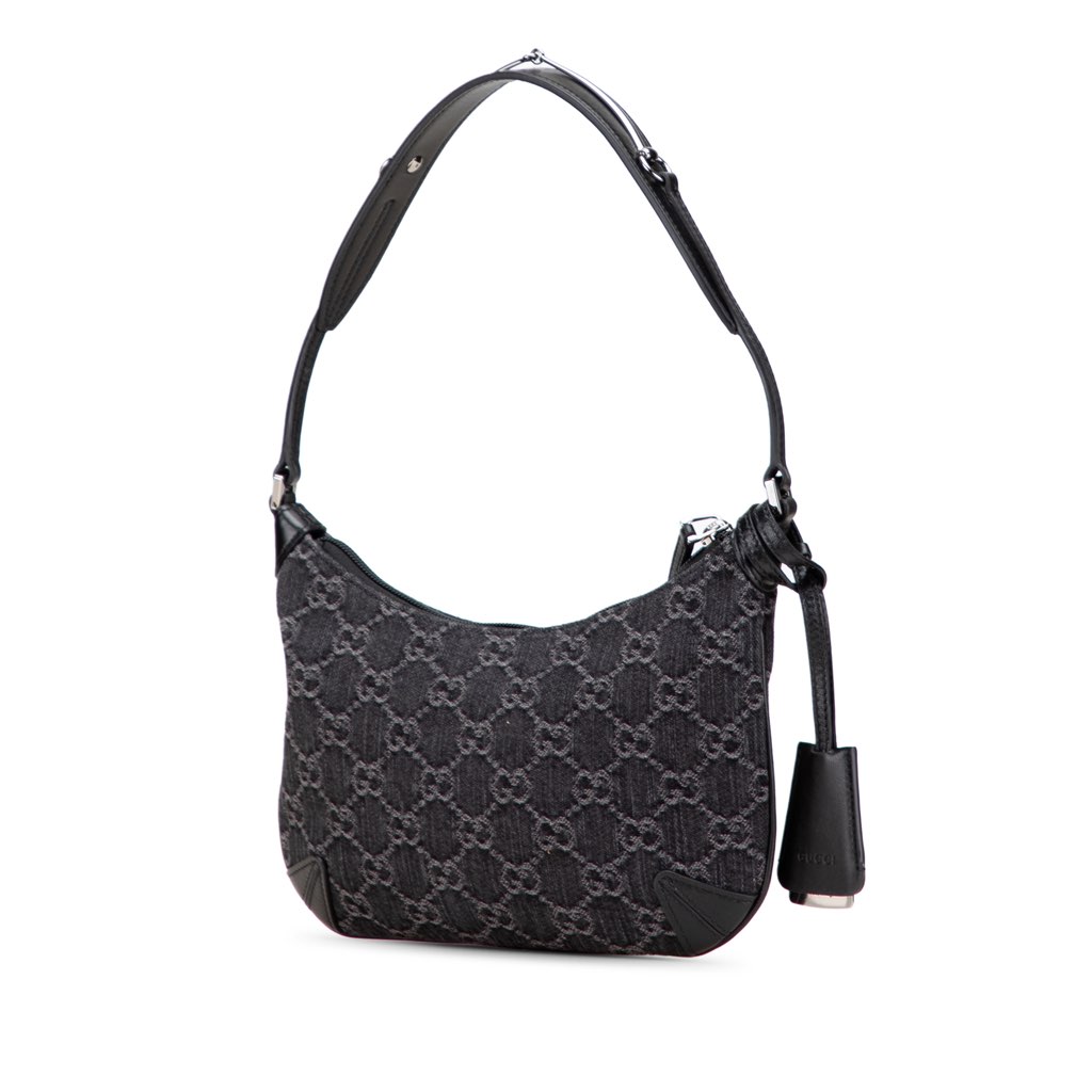 Gucci Small GG Denim Horsebit Slim Hobo - 2