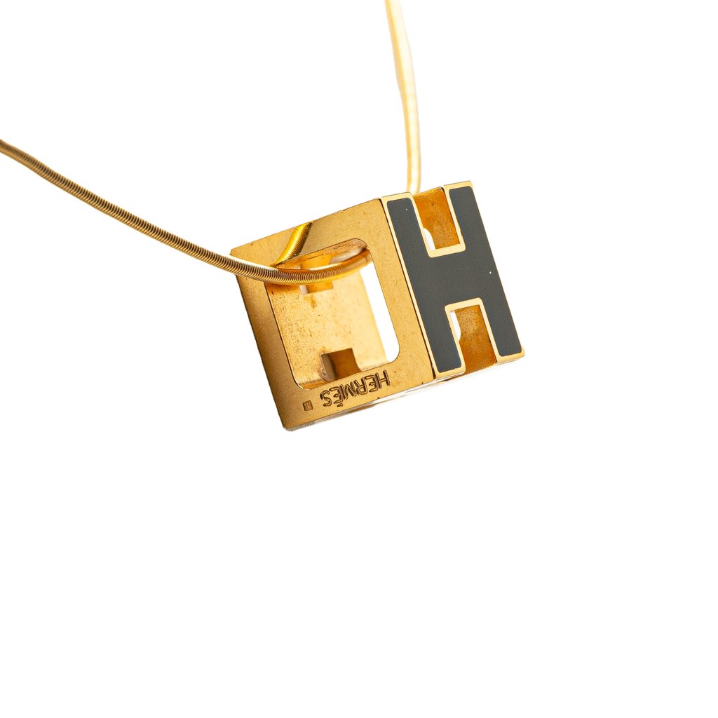 Hermès Gold Plated Cage dH Cube Necklace - 2