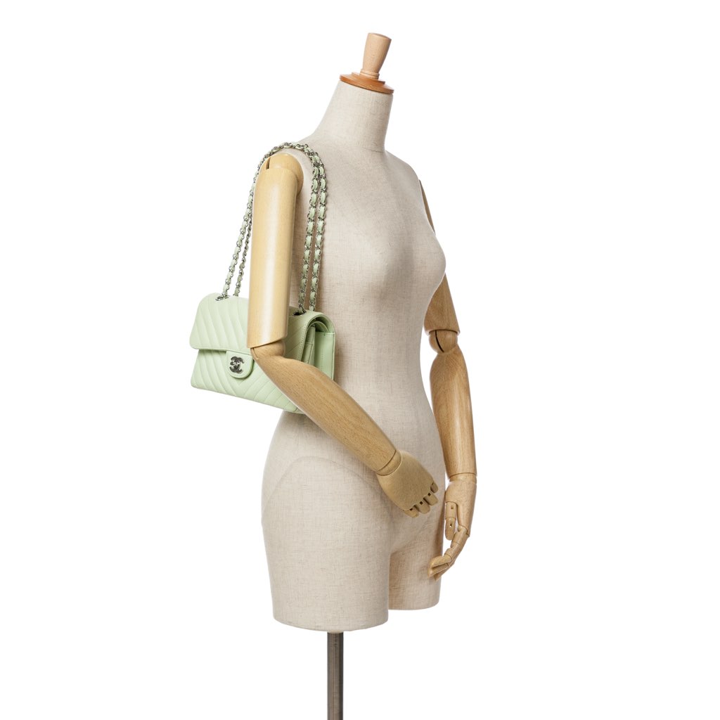 Chanel Small Classic Chevron Lambskin Double Flap - Image 12