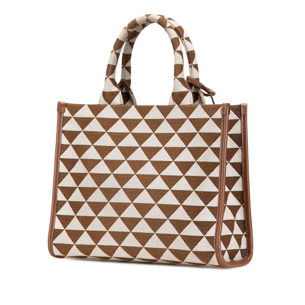 Prada Small Canvas Symbole Triangolo Satchel Brown Canvas Very good - Back View