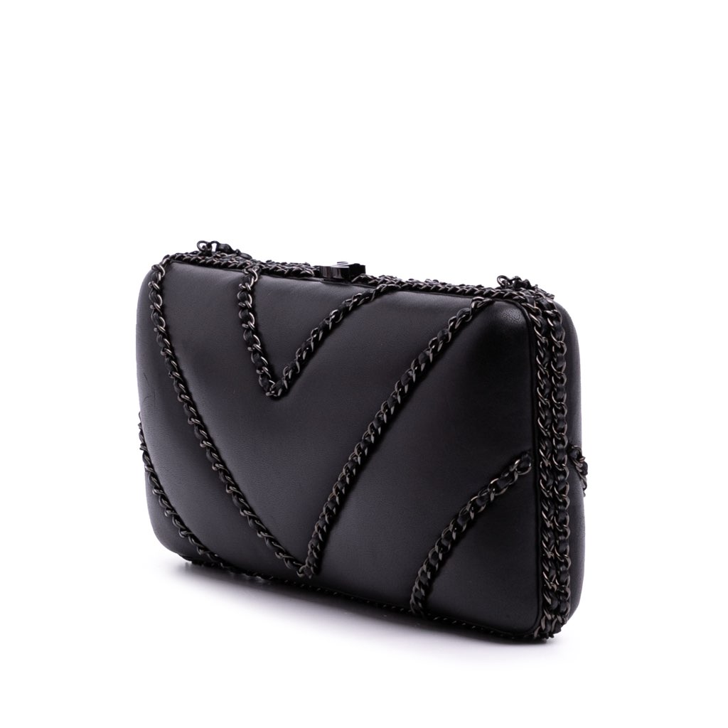 Chanel Chevron Lambskin Chain Around Clutch on Chain - Back view