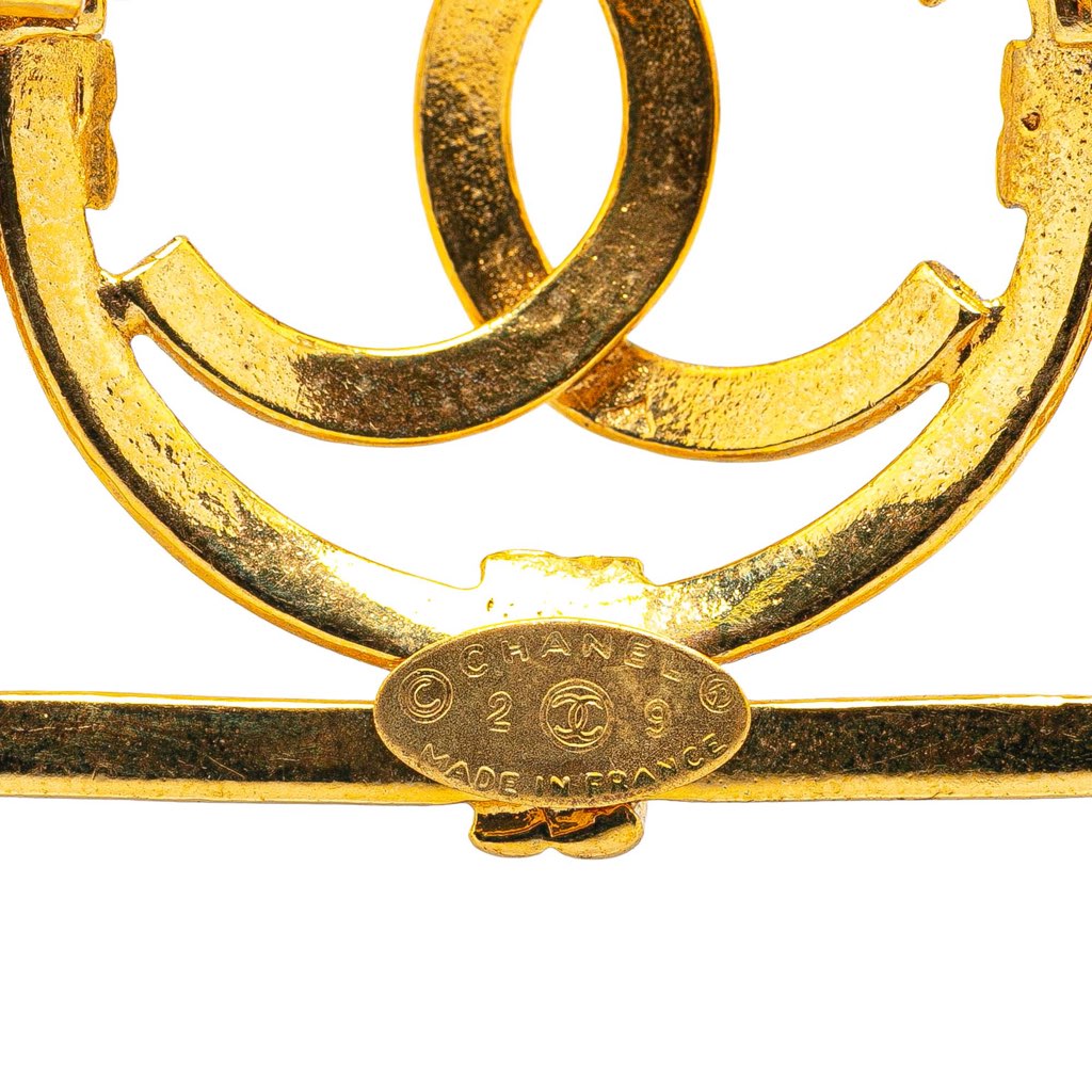 Chanel Gold Plated CC Square Lock Brooch - Image 6