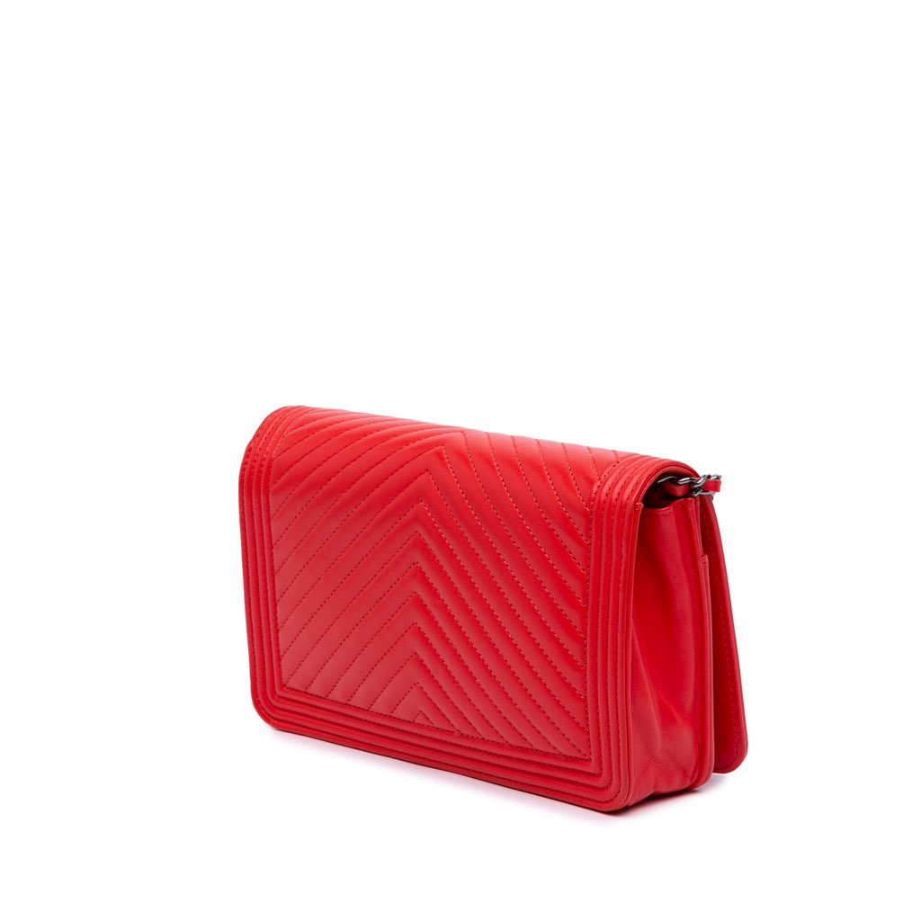Chanel Chevron Calfskin Boy Wallet On Chain - Back view