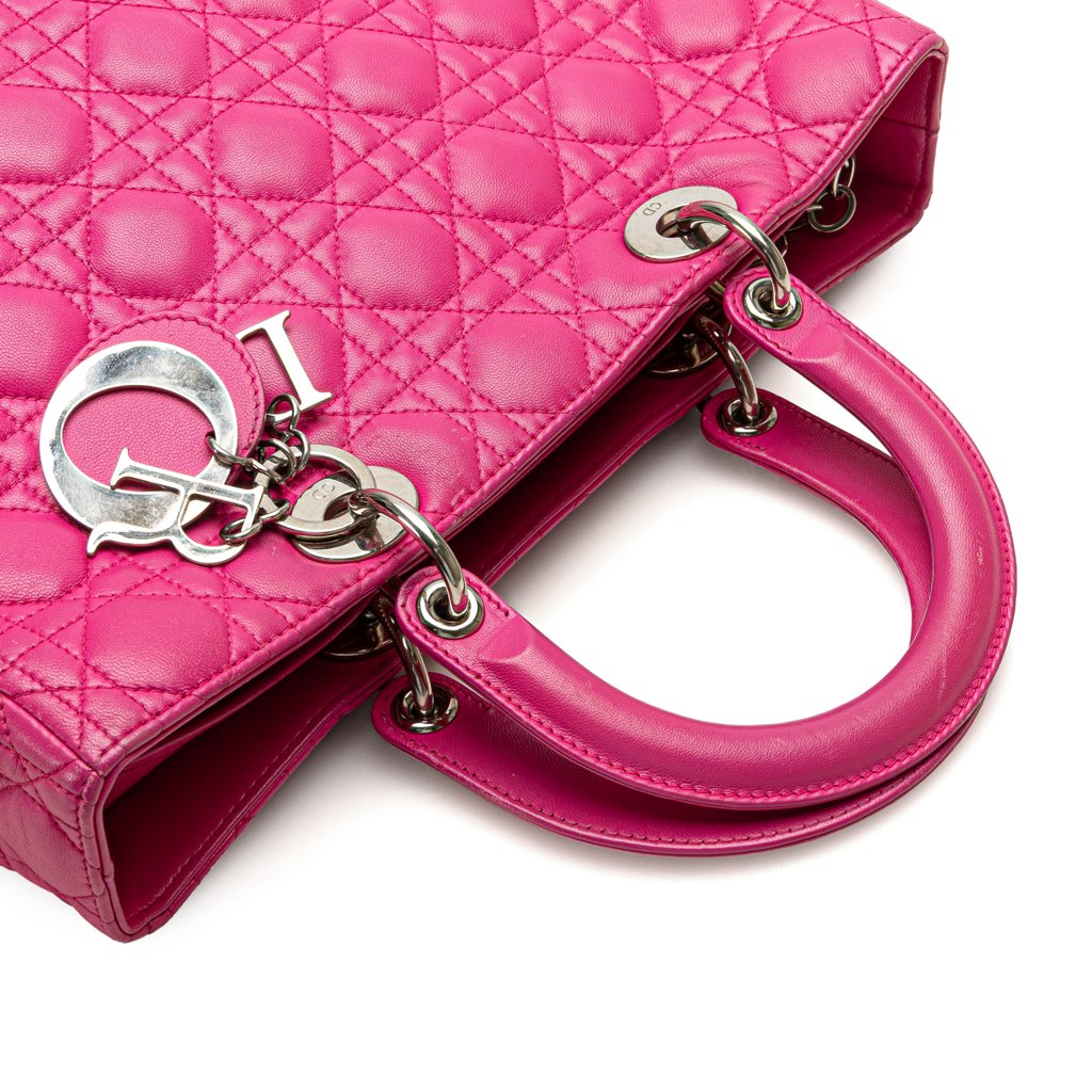 Dior Large Lambskin Cannage Lady Dior - Image 12