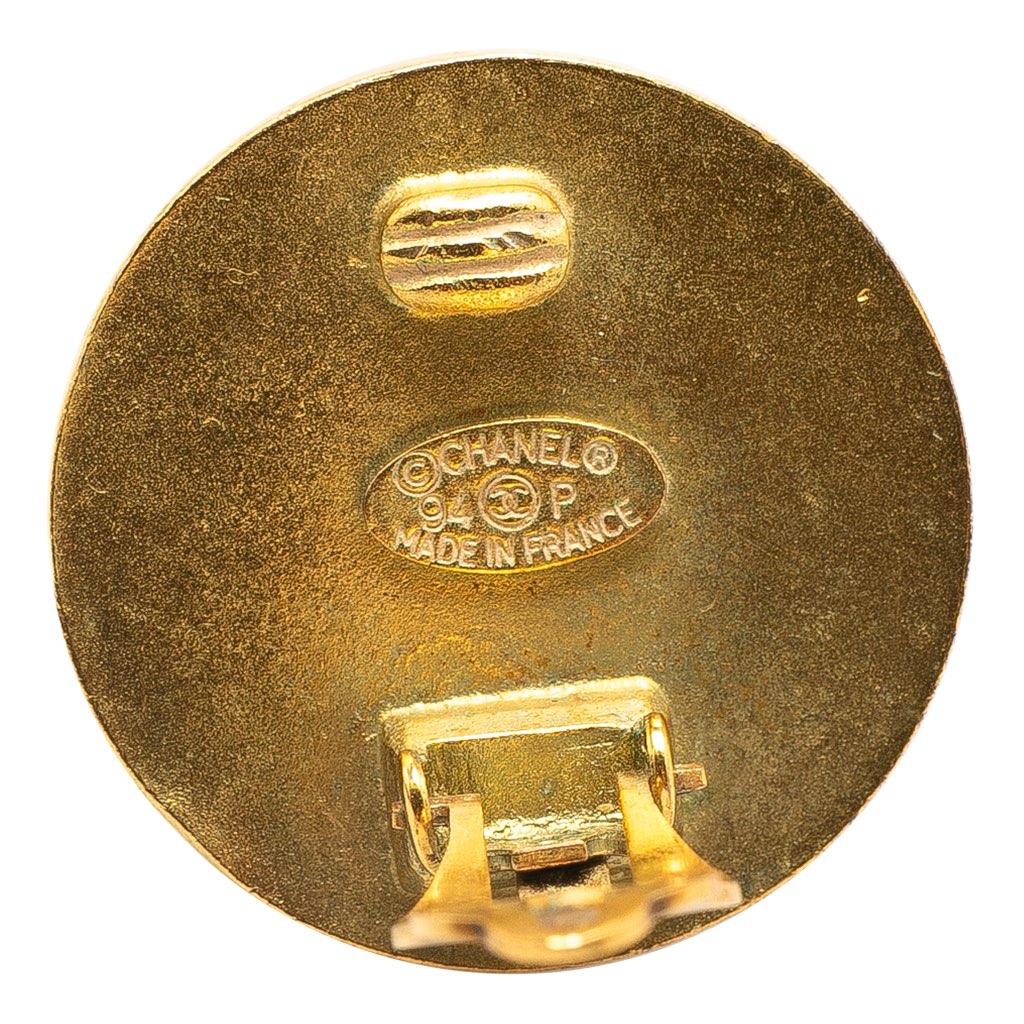 Chanel Gold Plated CC Button Clip On Earrings - 3
