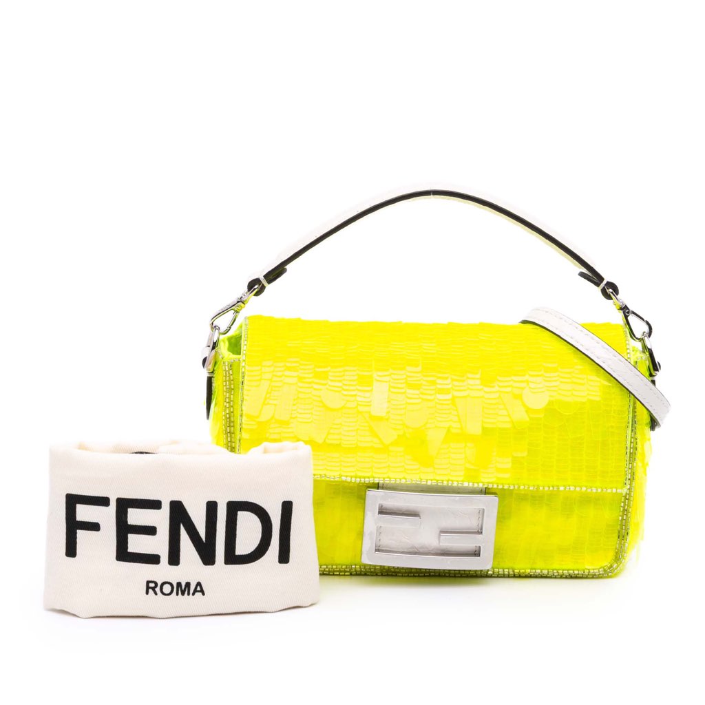 Fendi Mini Transparent Paillettes Elaphe Baguette Satchel - Image 12