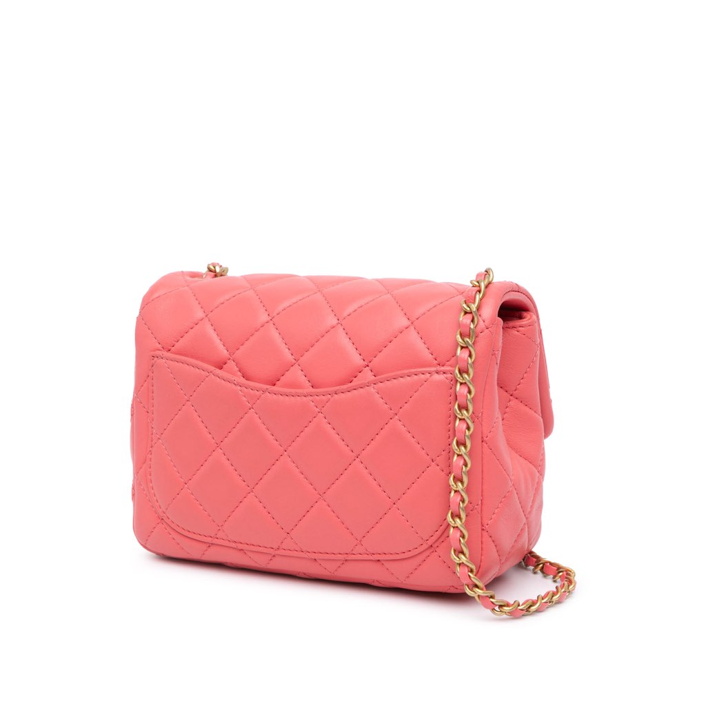 Chanel Mini Square Classic Lambskin Pearl Crush Single Flap - 2