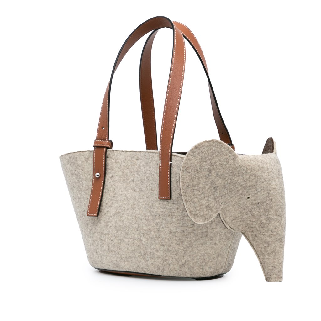 Loewe Small Felt Elephant Basket Tote - 2