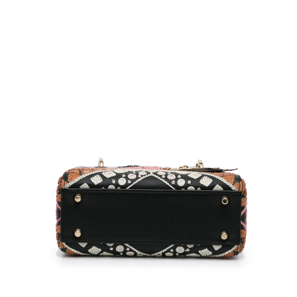 Dior Mini Calfskin Embroidered Lady Dior - 5