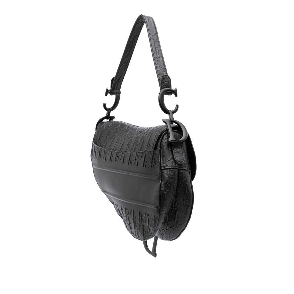 Dior Oblique Embossed Calfskin Saddle Bag - 2