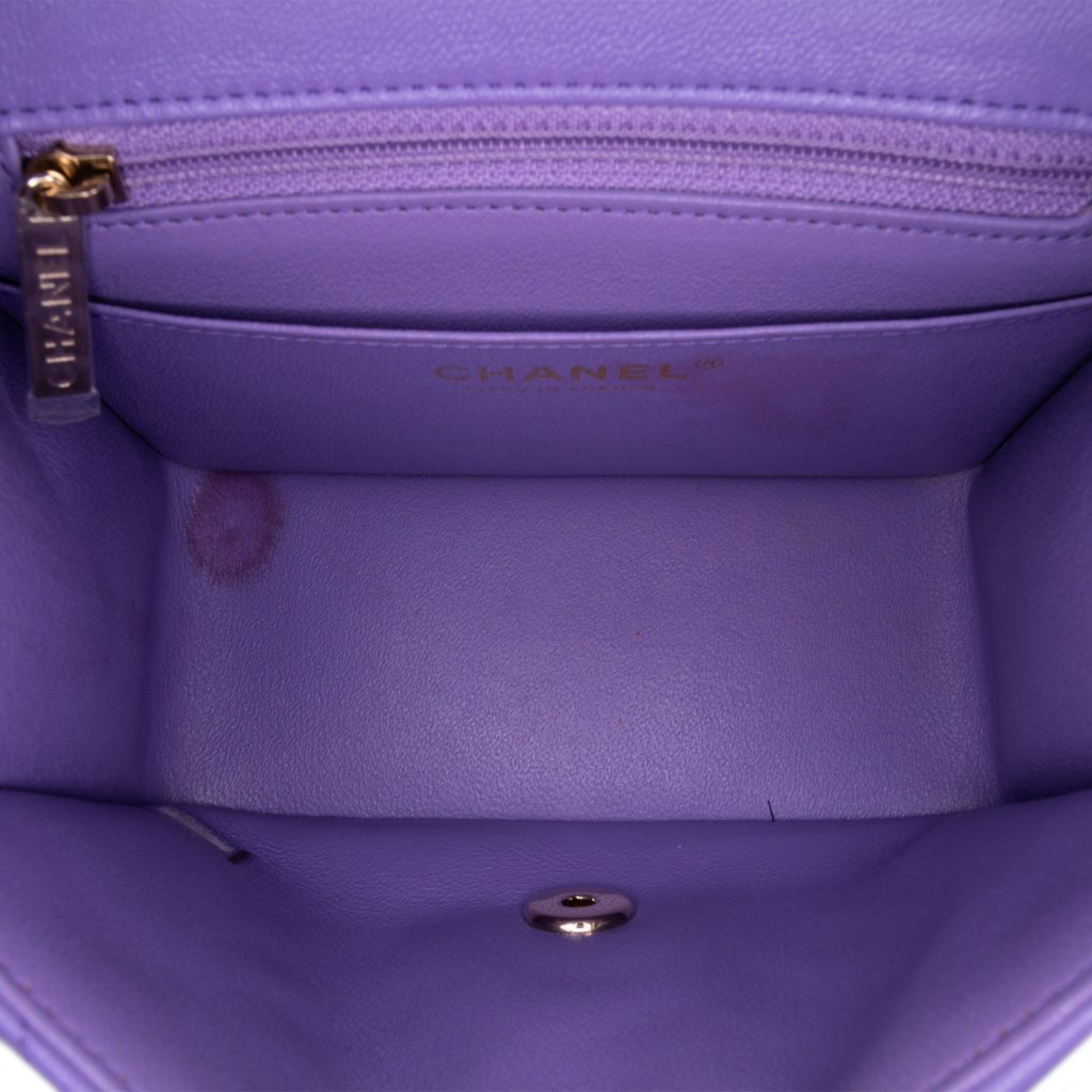 Chanel Mini Square Classic Chevron Lambskin Single Flap - 4