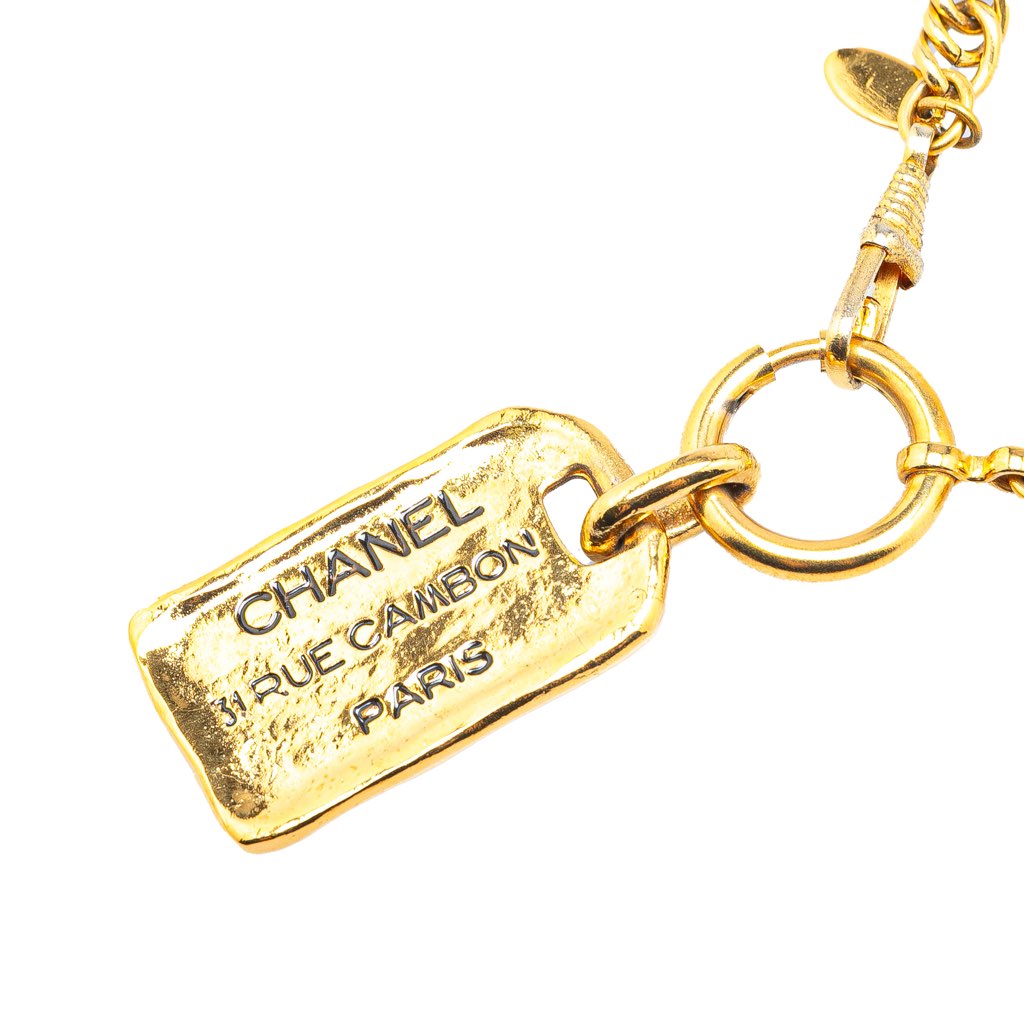 Chanel Gold Plated 31 Rue Cambon Dog Tag Pendant Necklace - 2