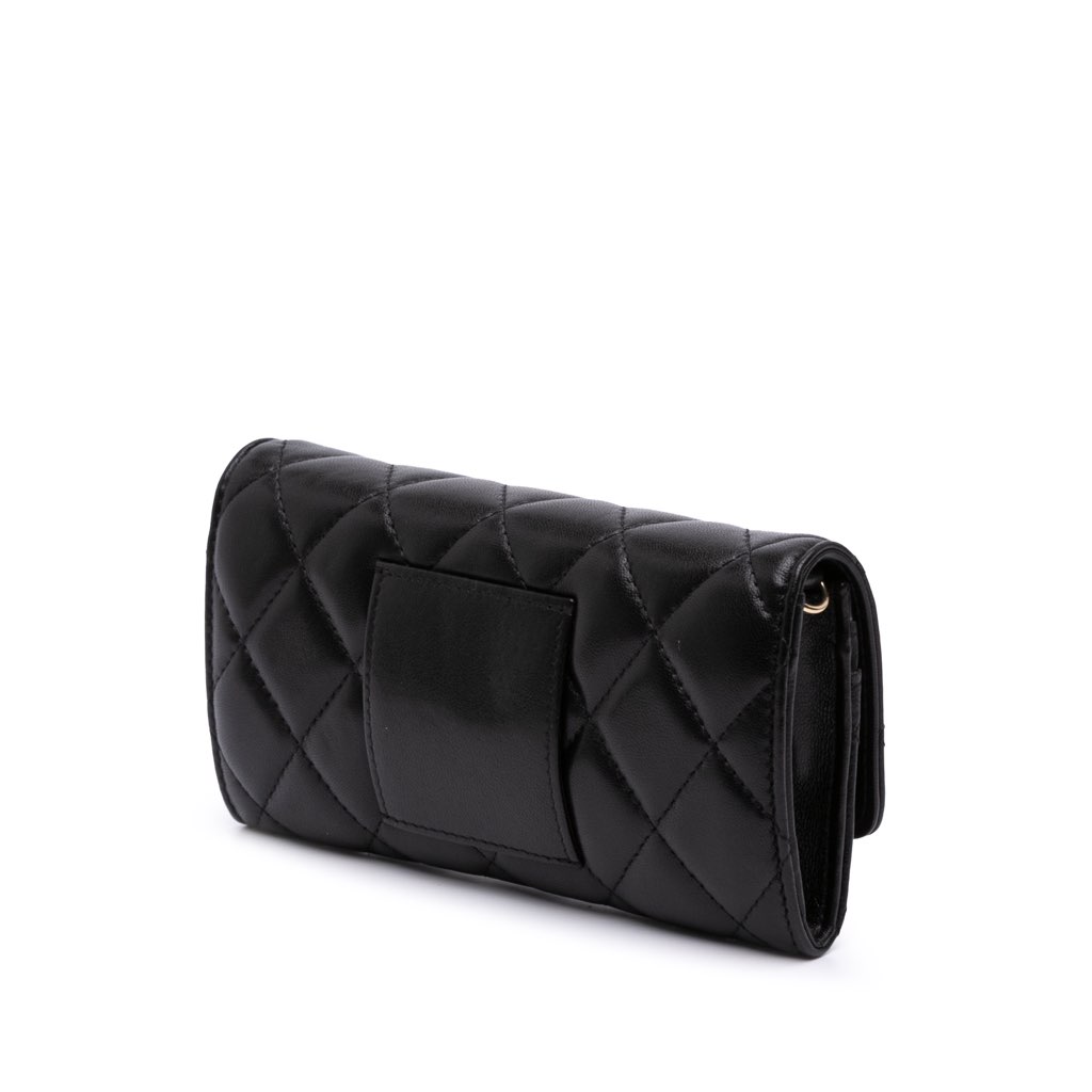 Chanel CC Quilted Shiny Lambskin Ribbon Long Clutch on Chain - 2
