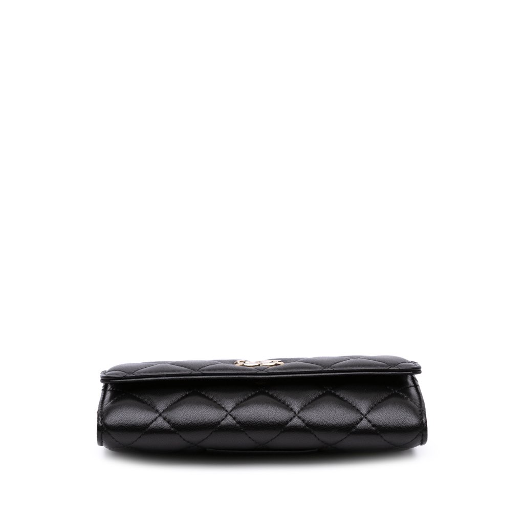 Chanel CC Quilted Shiny Lambskin Ribbon Long Clutch on Chain - 3