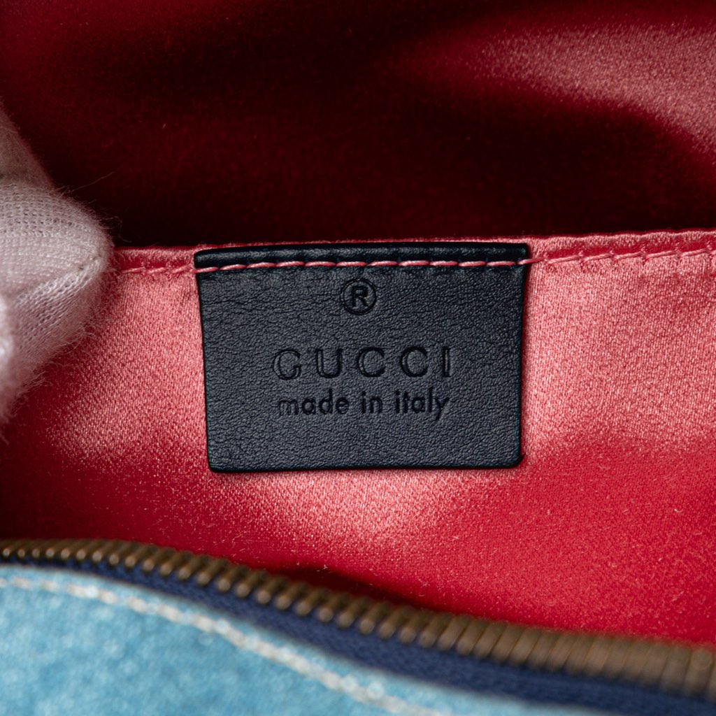 Gucci Small GG Marmont Pearl Denim Backpack - 5