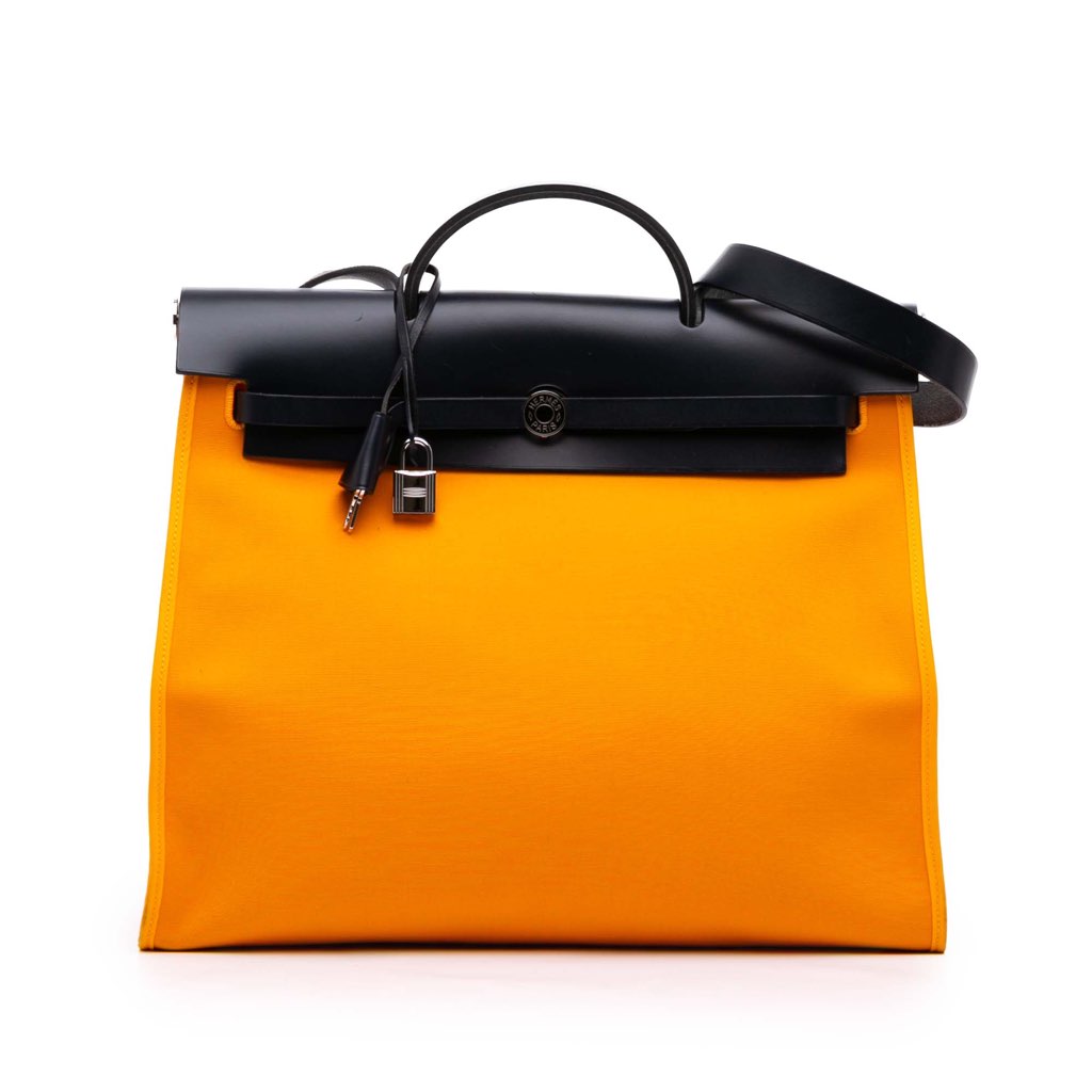 Hermès Bicolor Toile Herbag Zip Verso 39