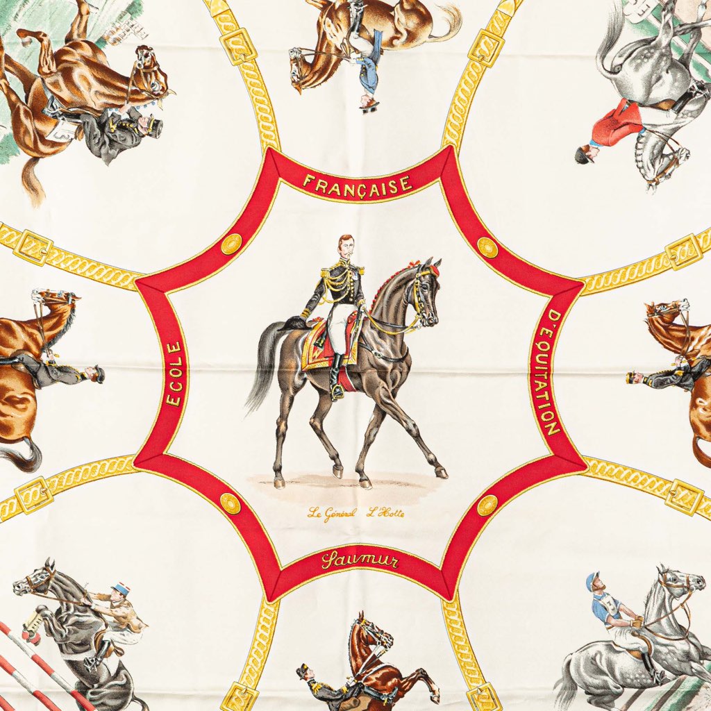 Hermès Ecole Francaise d'Equitation Silk Scarf - Back view