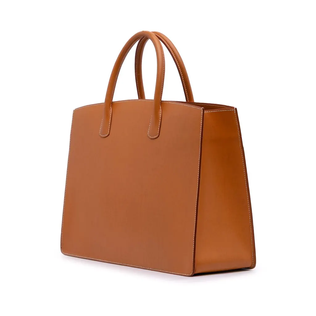 Hermès Barenia White Bus 40 Brown Leather Good - Back View
