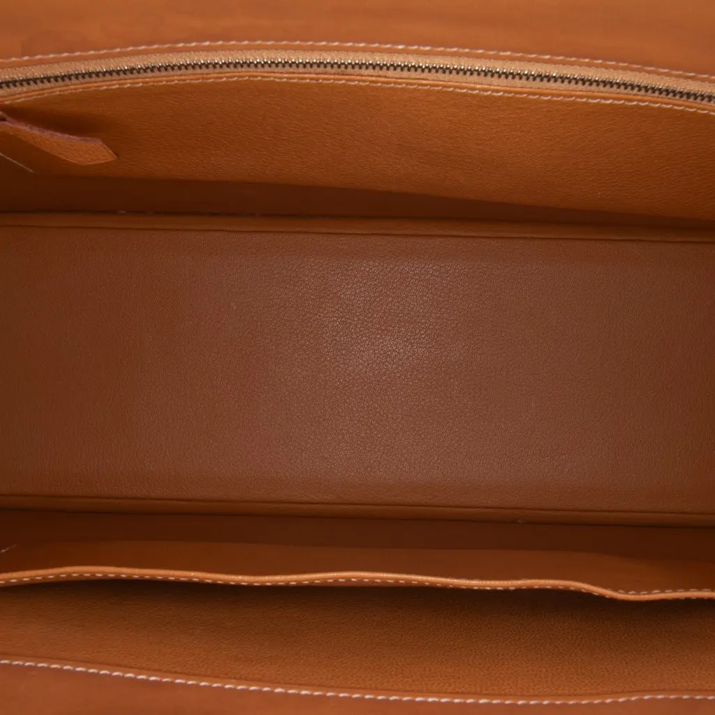 Hermès Barenia White Bus 40 Brown Leather Good - Model View
