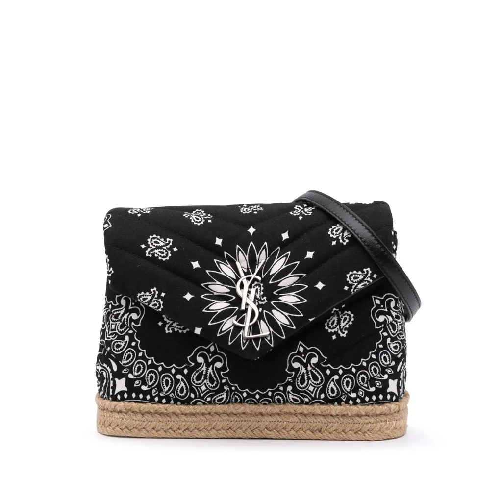 Saint Laurent Toy Cotton Bandana Print Loulou Crossbody Black Cotton Good - Front View