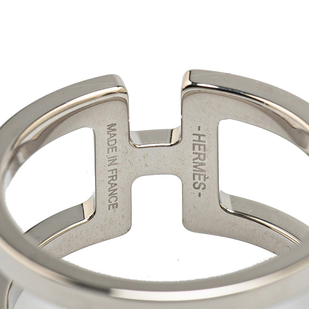 Hermès Palladium Plated H En Rond Scarf Ring - 4