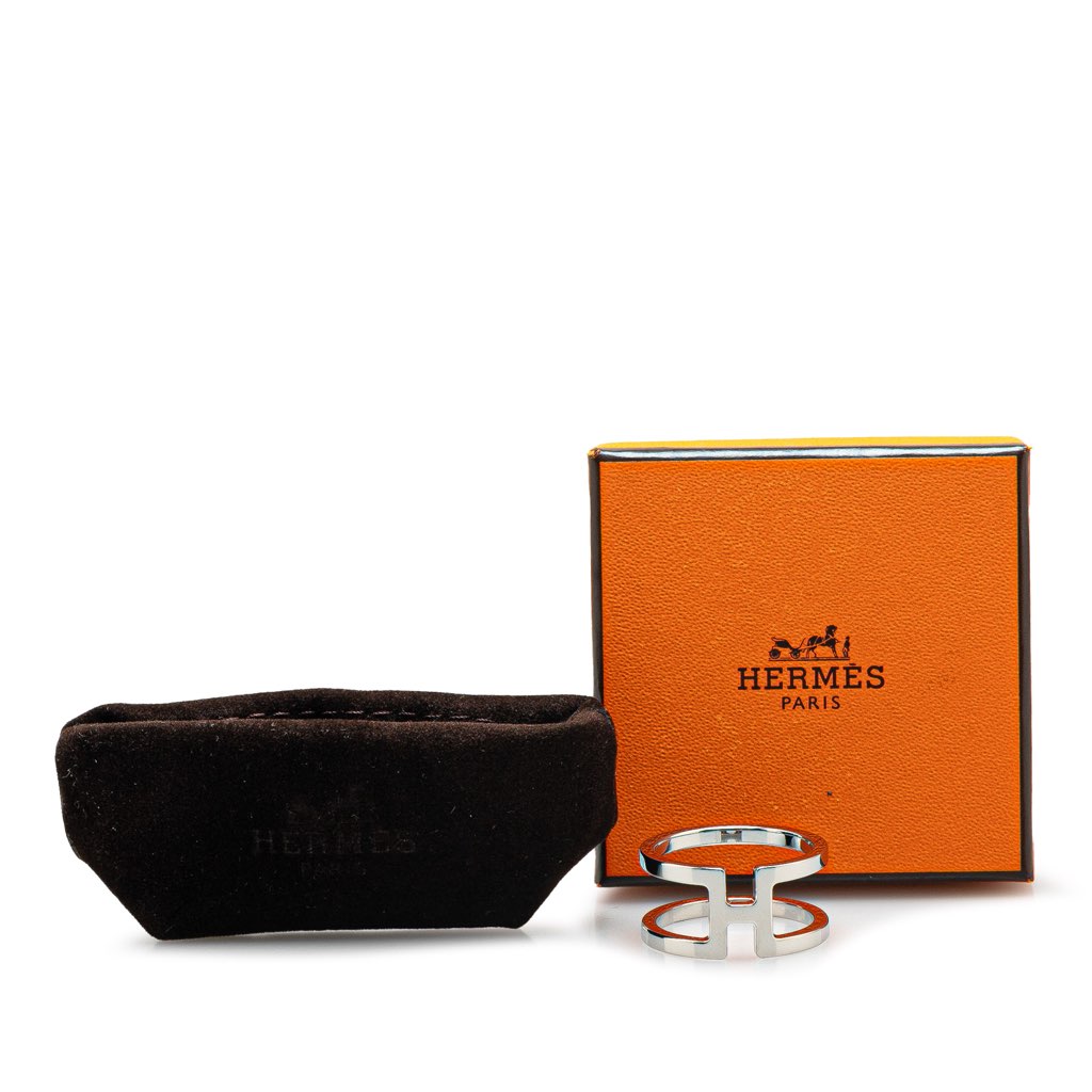 Hermès Palladium Plated H En Rond Scarf Ring - 5