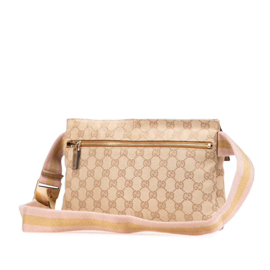 Gucci GG Canvas Web Double Pocket Belt Bag - 2
