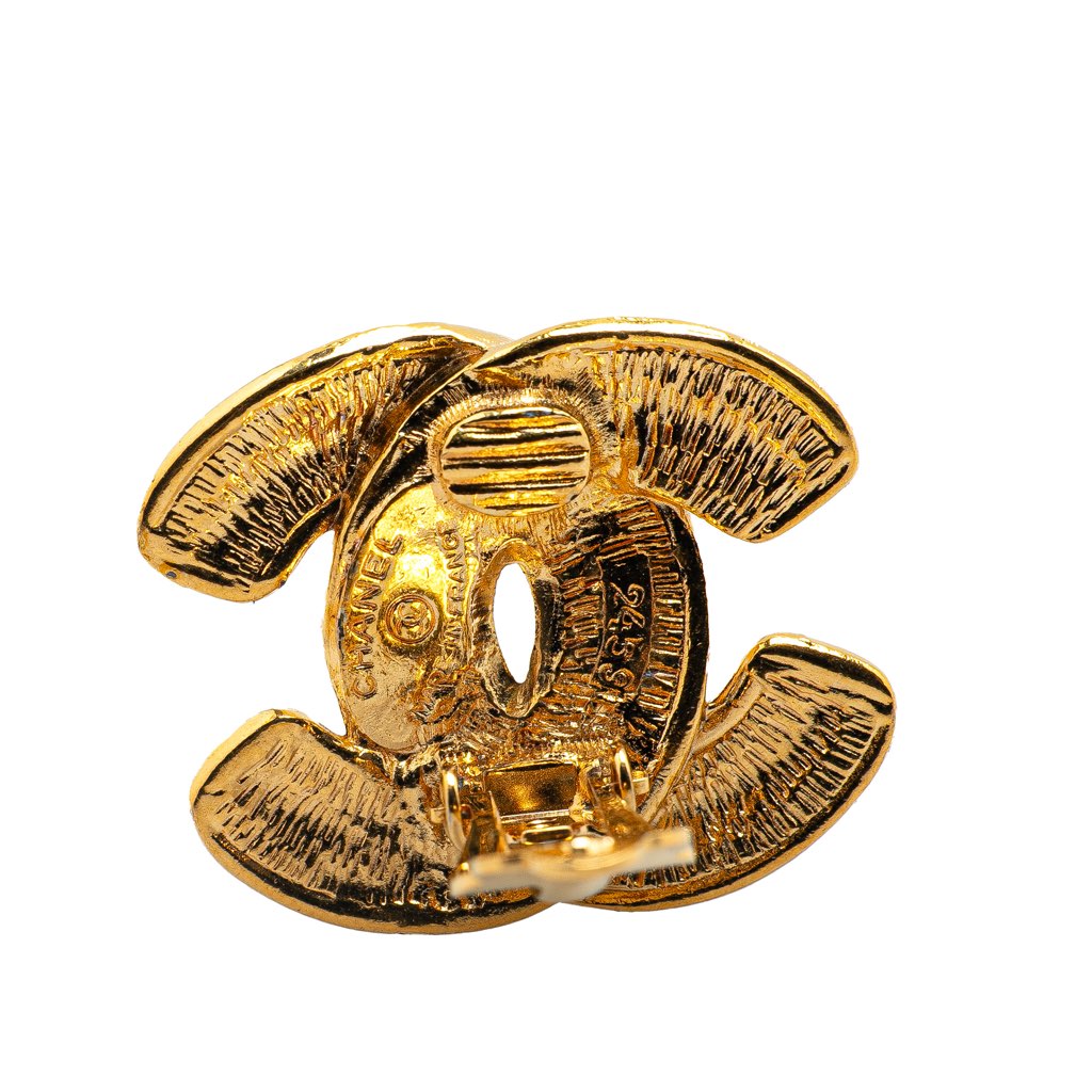 Chanel Gold Plated CC Quilted Clip On Earrings - 3