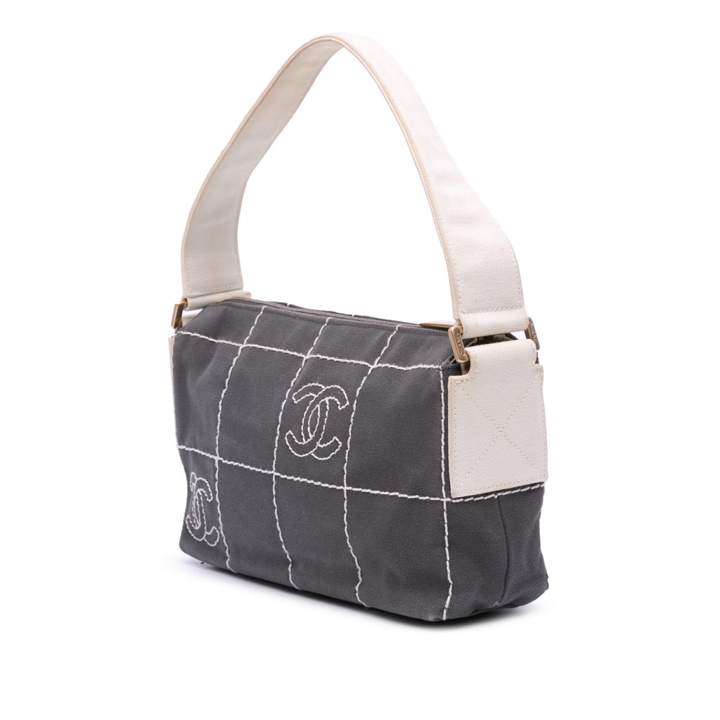 Chanel CC Chocolate Bar Canvas Shoulder Bag - 2