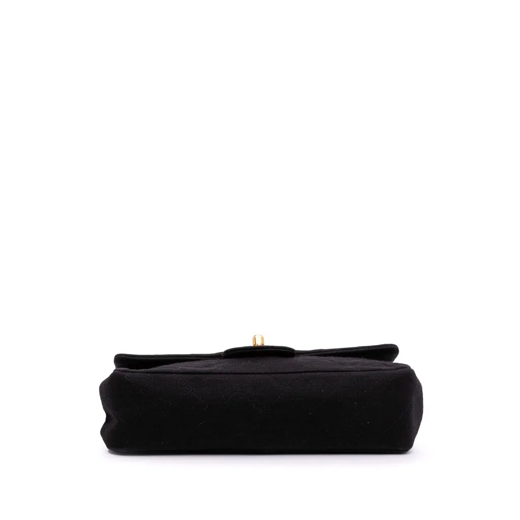 Chanel Small Classic Jersey Double Flap Black Cotton Very good - Inside View