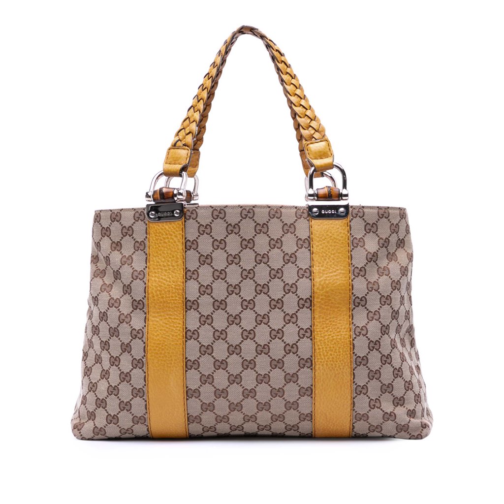 Gucci Medium GG Canvas Bamboo Libeccio Tote