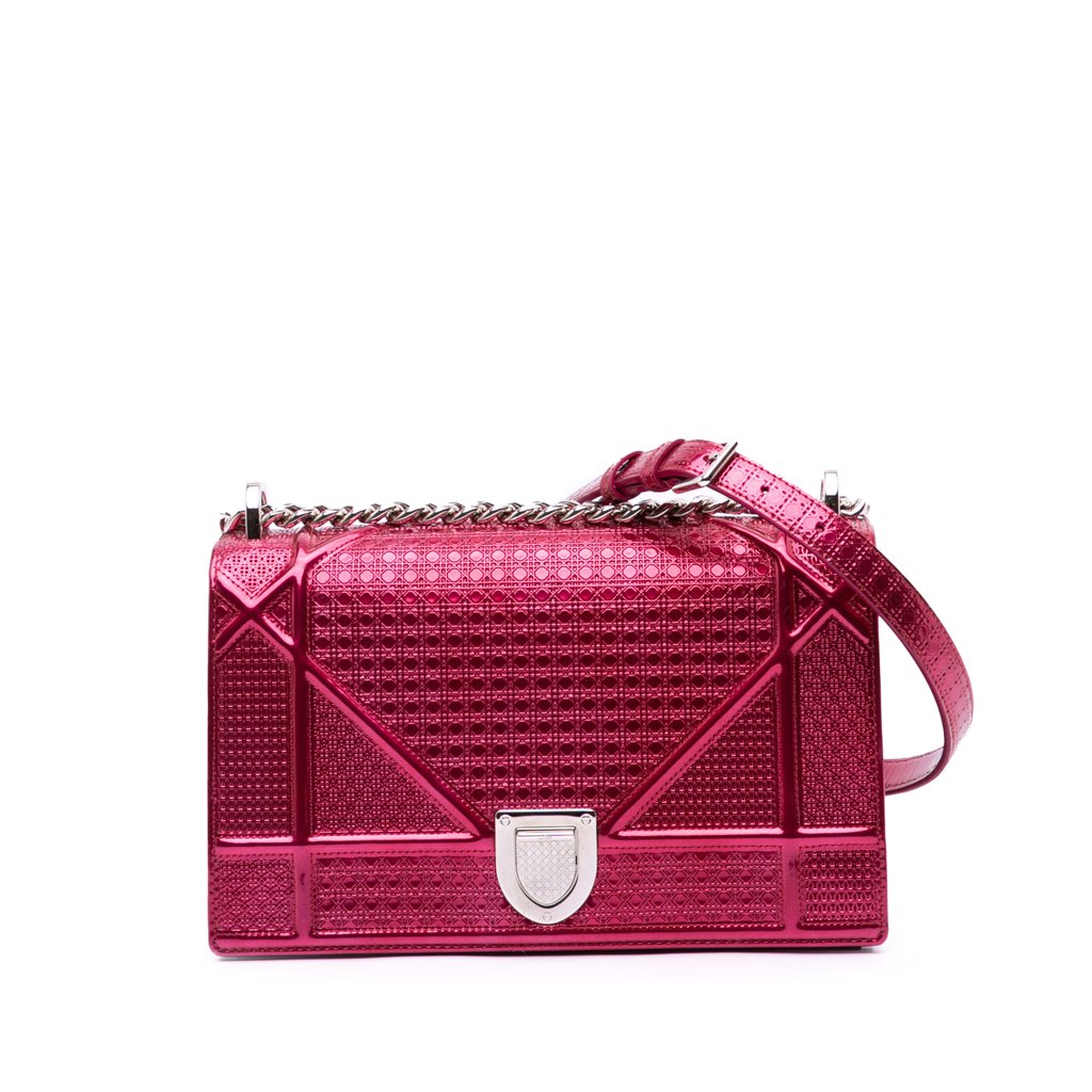 Dior Medium Metallic Patent Microcannage Diorama Flap