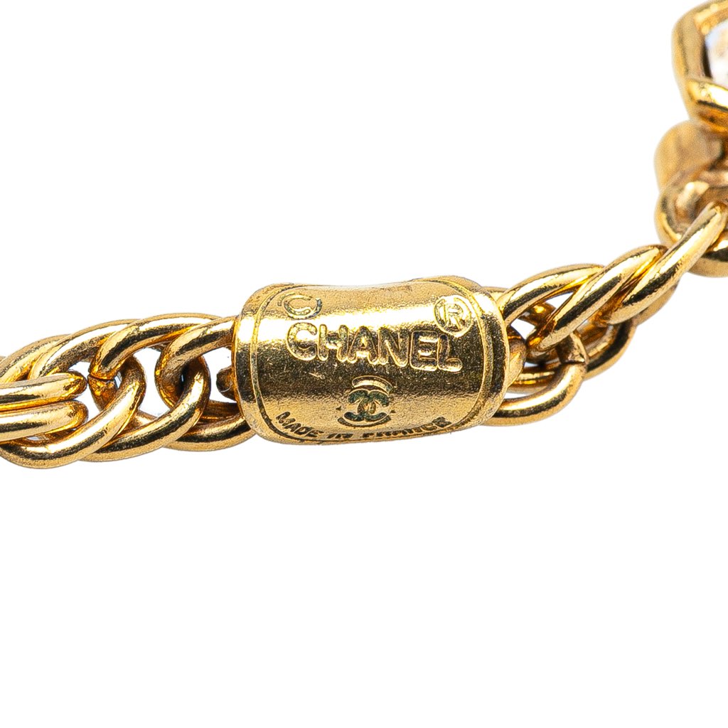 Chanel Gold Plated CC Rhinestones Pendant Necklace - 3