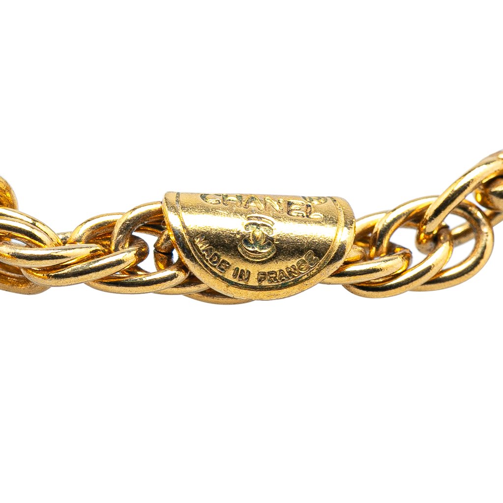 Chanel Gold Plated CC Rhinestones Pendant Necklace - 4