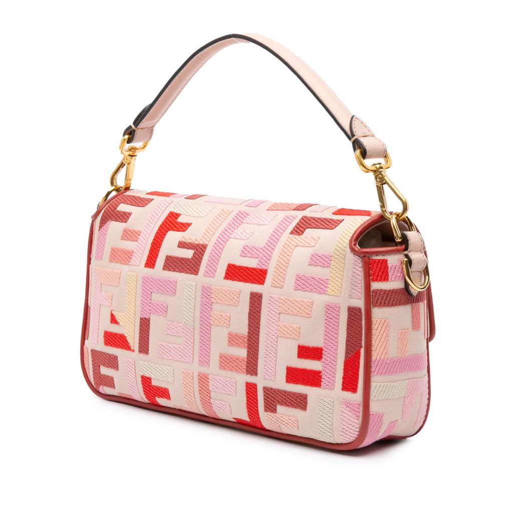 Fendi Zucca Embroidered Canvas Baguette Satchel - 2