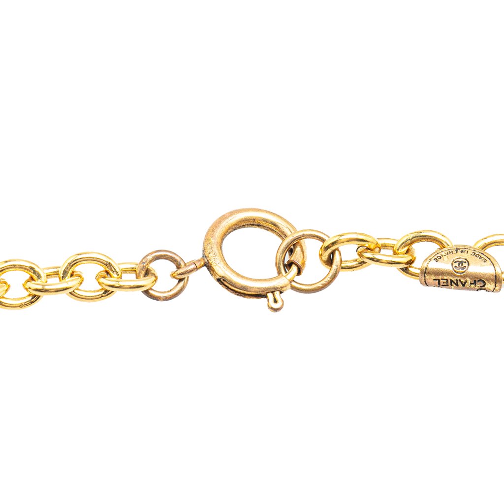 Chanel Gold Plated CC Coin Long Chain Station Necklace - 4