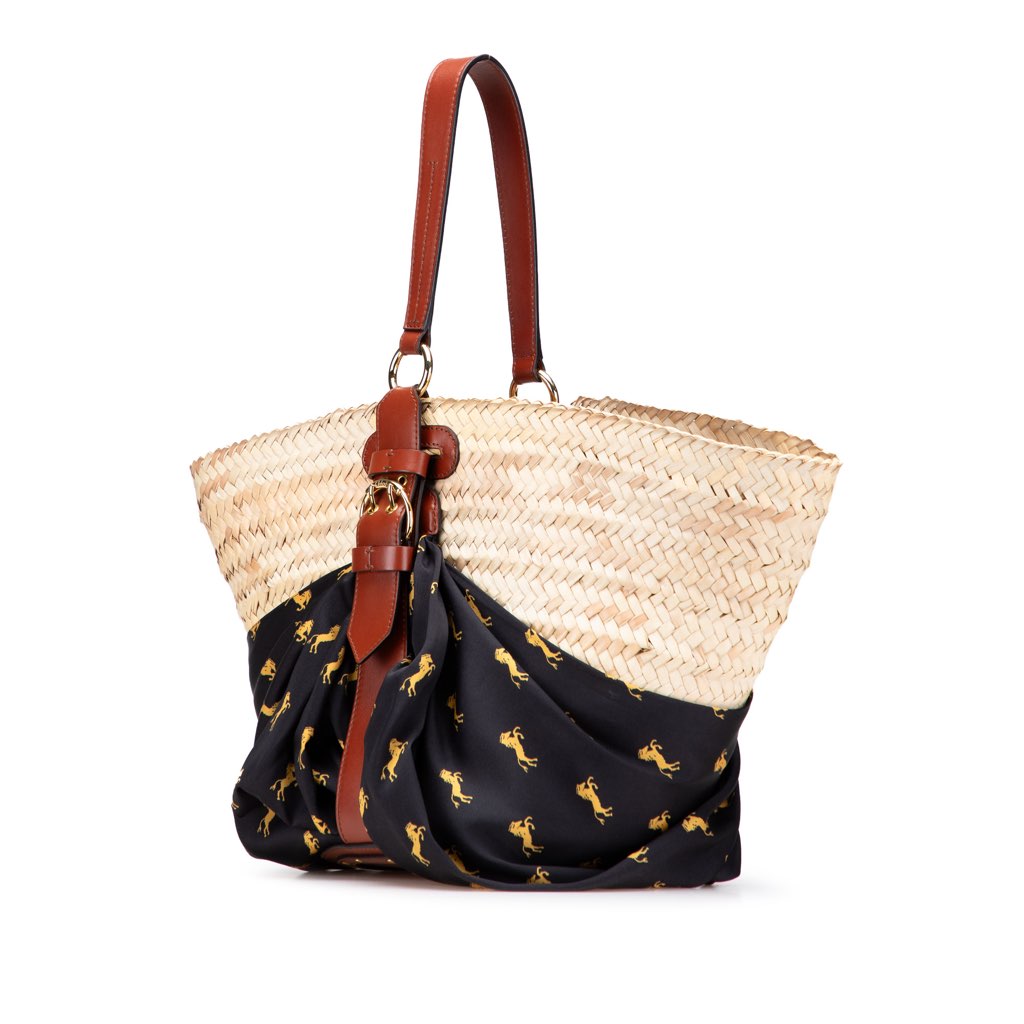 Chloé Medium Raffia Little Horses Panier Basket - 2