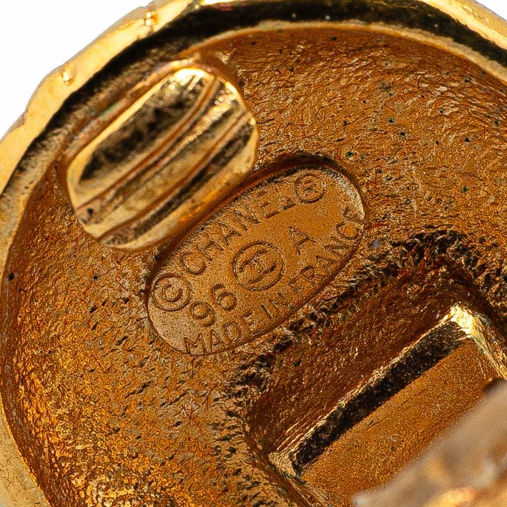 Chanel Gold Plated CC Round Clip On Earrings - 3