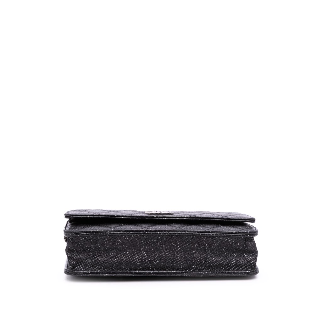Chanel CC Quilted Glittered Calfskin Wallet On Chain - Image 6